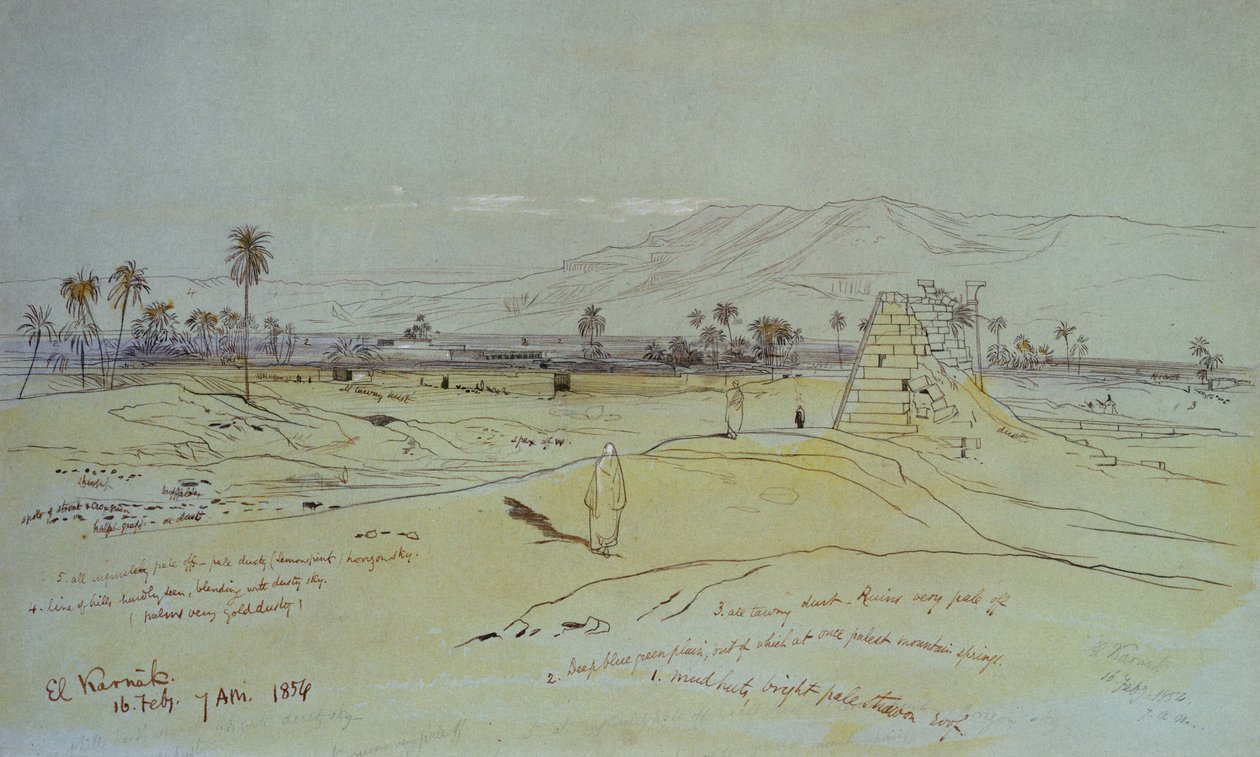 El Karnak, 1854 (kalem, mürekkep ve tuvalet) by Edward Lear