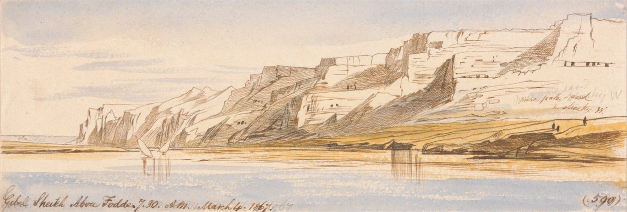 Gebel Şeyh Abu Fodde, sabah 7-30, 4 Mart 1867 (590) by Edward Lear