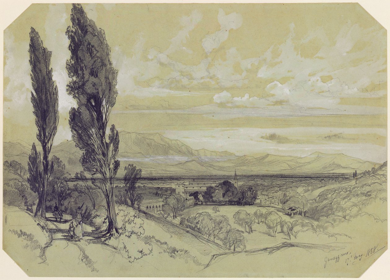 Genazzano, 17 Mayıs 1838 (kağıt üzerinde grafit) by Edward Lear