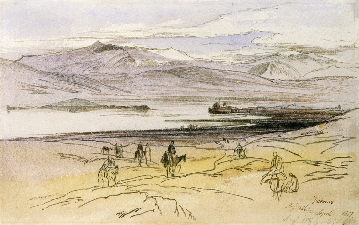Yanya, c.1856 (kağıt üzerinde mum boya ve tuvalet) by Edward Lear