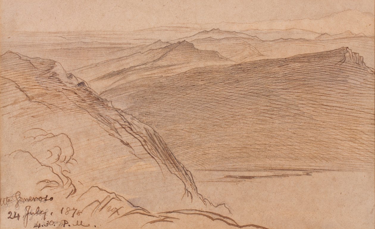 Monte Generoso, 1878 (kağıt üzerinde kalem ve mürekkep ve wc) by Edward Lear