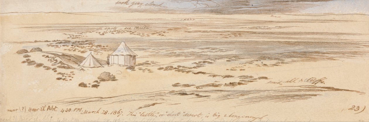 Beer El Abt yakınlarında, 16-30 pm, 28 Mart 1867 (23) by Edward Lear