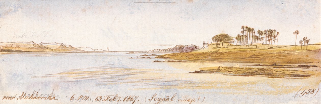 Maharraka yakınlarında, 18:00, 13 Şubat 1867 (458) by Edward Lear