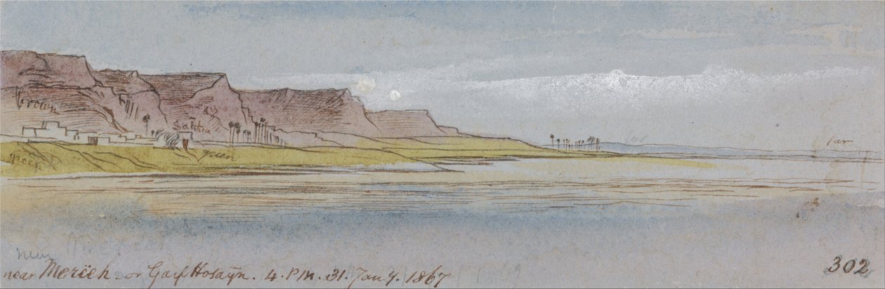 Mereeh veya Garf Hossayn yakınlarında, 16:00, 31 Ocak 1867 (302) by Edward Lear