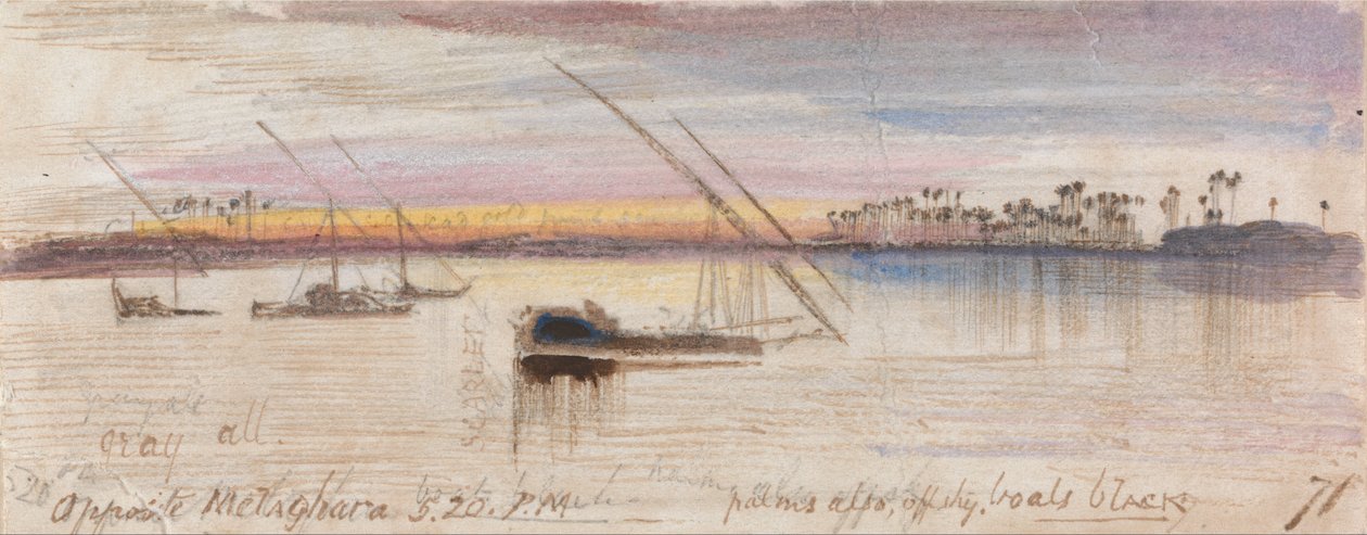 Melaghara Karşısı, 5-20 PM by Edward Lear
