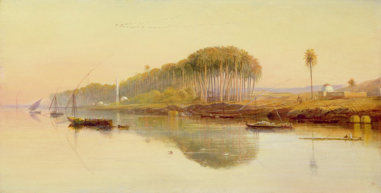 Nil Nehri üzerinde Şeyh Abedah, 1869 by Edward Lear