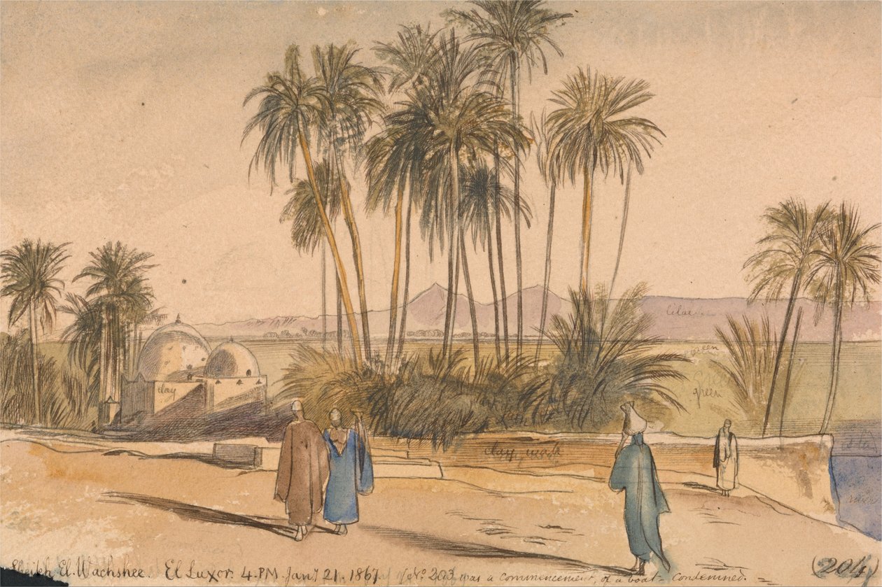 Şeyh El Wachshee, Luksor by Edward Lear