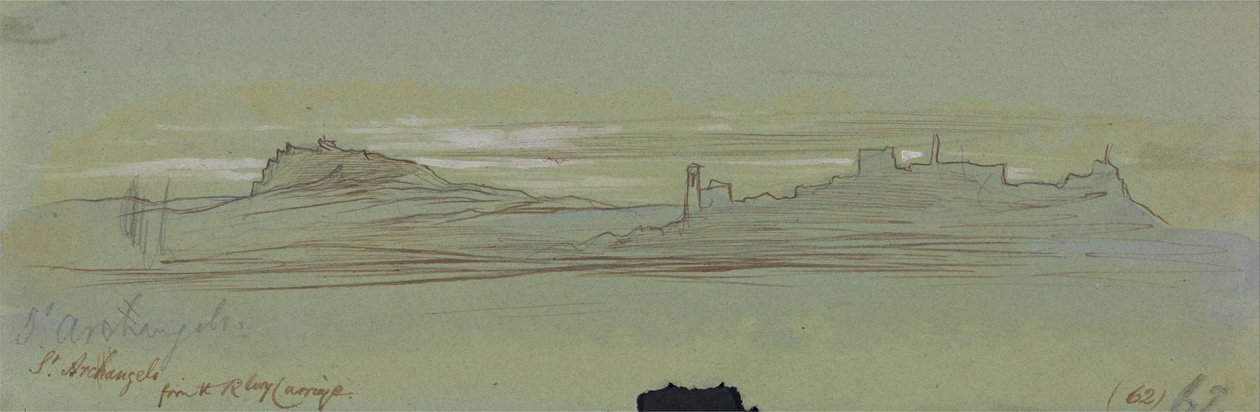 St. Archangelo, Demiryolu Arabasından by Edward Lear