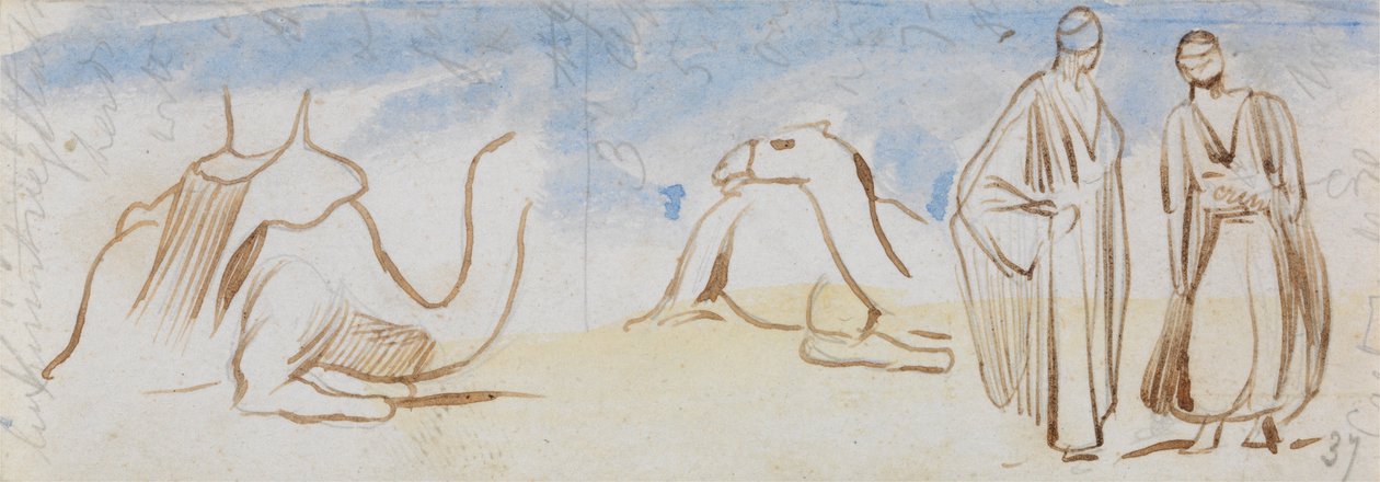 Develer ve Mısır Adamları Çalışmaları by Edward Lear