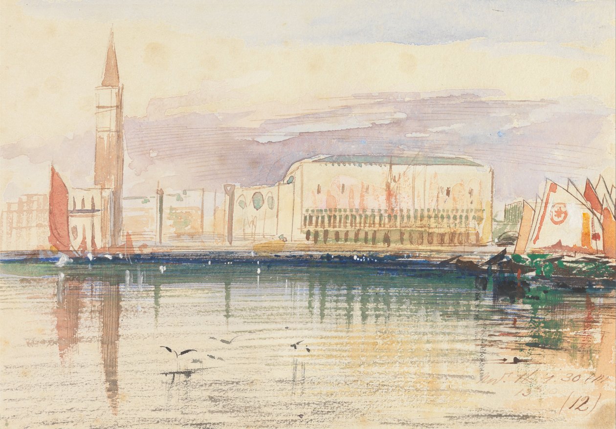 Venedik, Doges Sarayı by Edward Lear