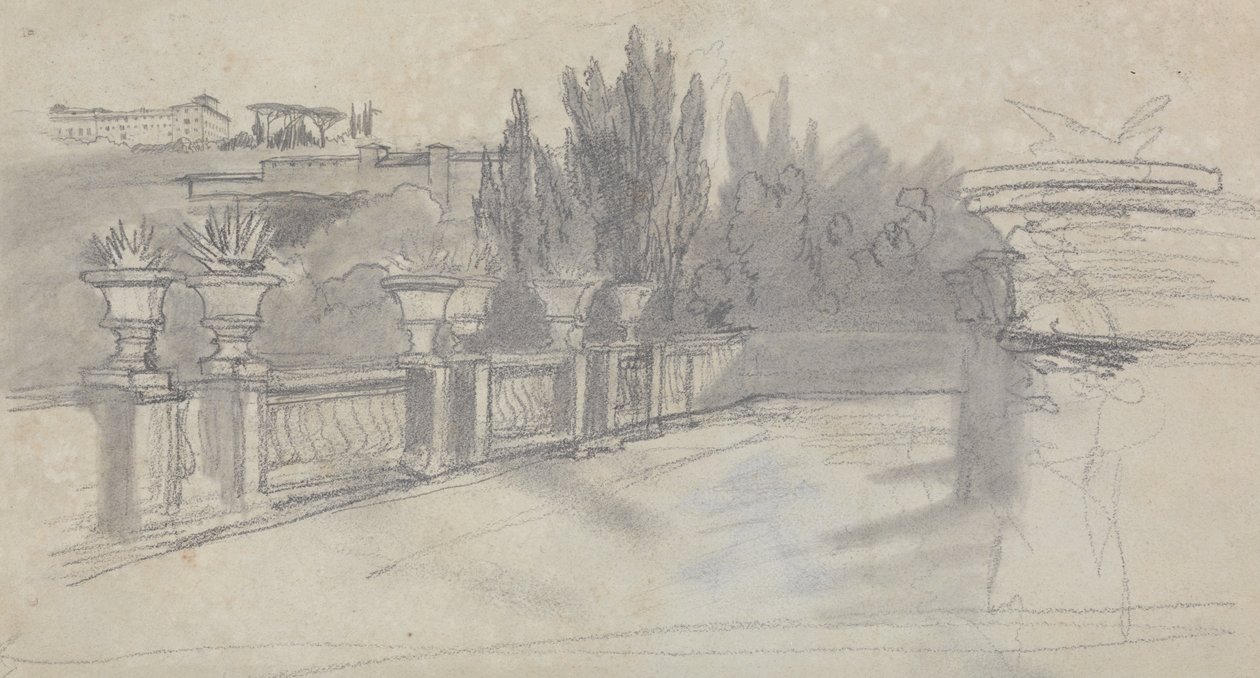 Villa Torlania, eski adıyla Villa Conti, Erascati by Edward Lear
