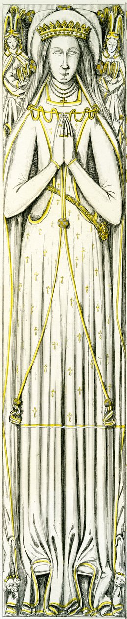 Lady Isabel Neville, Smythe Tomb, St. Peter Kilisesi, Elford, Staffordshire, İngiltere, 1848-9 (el renkli gravür)