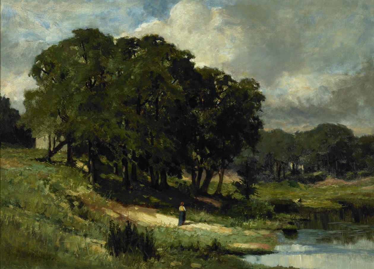 Bir Gölet Yakınında Duran Kadın by Edward Mitchell Bannister