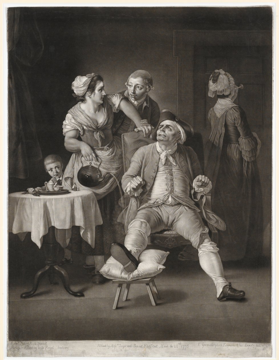 İhmal ve Aşağılama Tarafından Cezalandırılan Profligate, Valentine Green tarafından yapılan baskı, 1775 (mezzotint) by Edward Penny