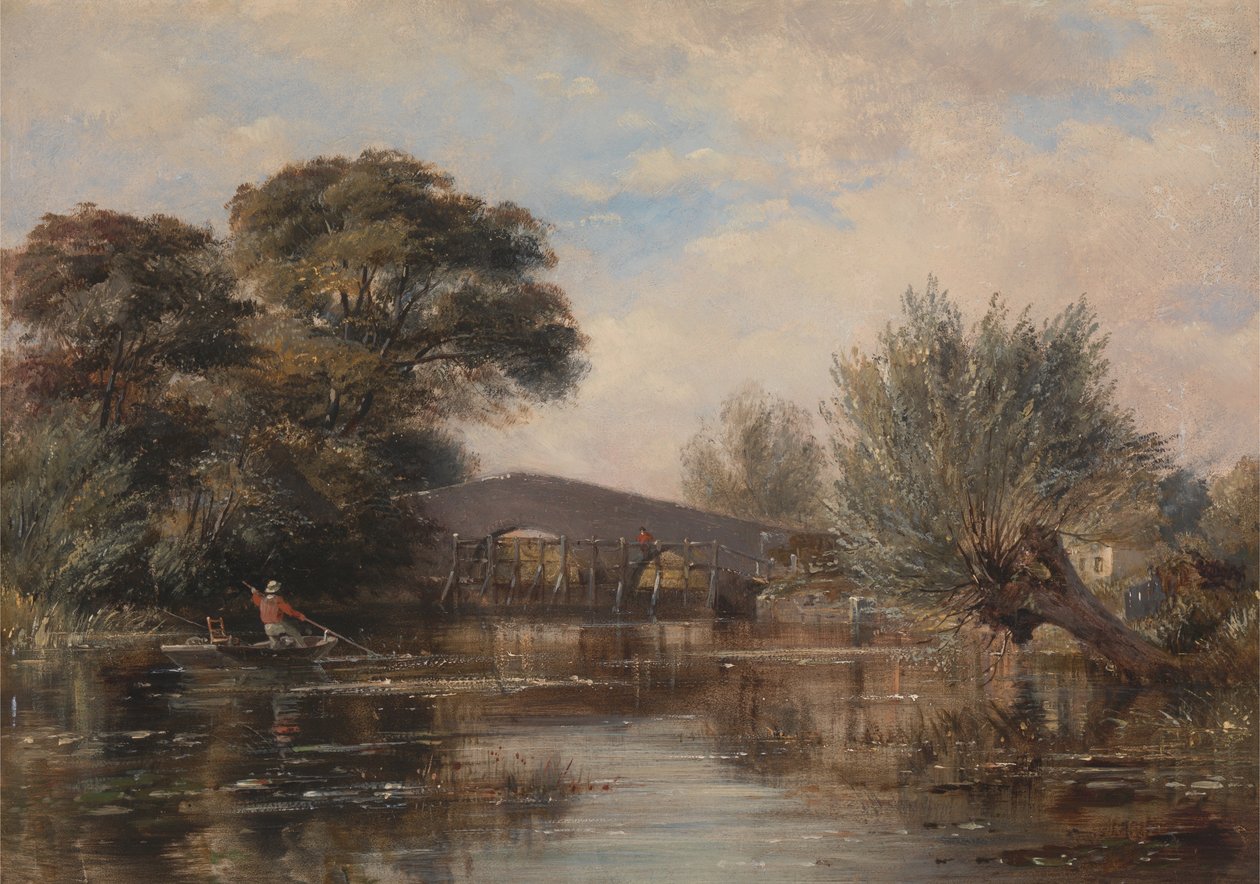 Oxford yakınlarındaki Godstow Köprüsü by Edward William Cooke