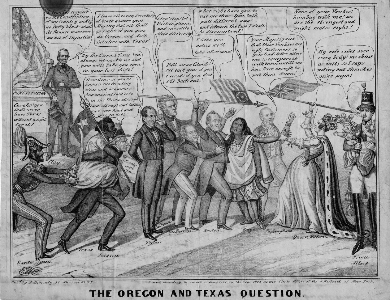 A Donnelly, New York, c.1844 tarafından yayınlanan Oregon ve Texas sorusu by Edward Williams Clay