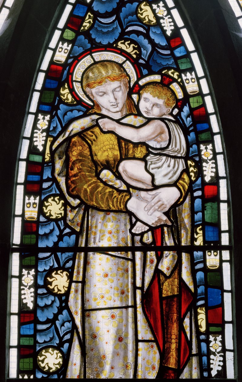 Tilehurst, St Michael, Morris Marshall & Faulkner & Co, William Morris, Edward Burne-Jones, Madonna & Child, 1869 by Edward and Morris Burne Jones
