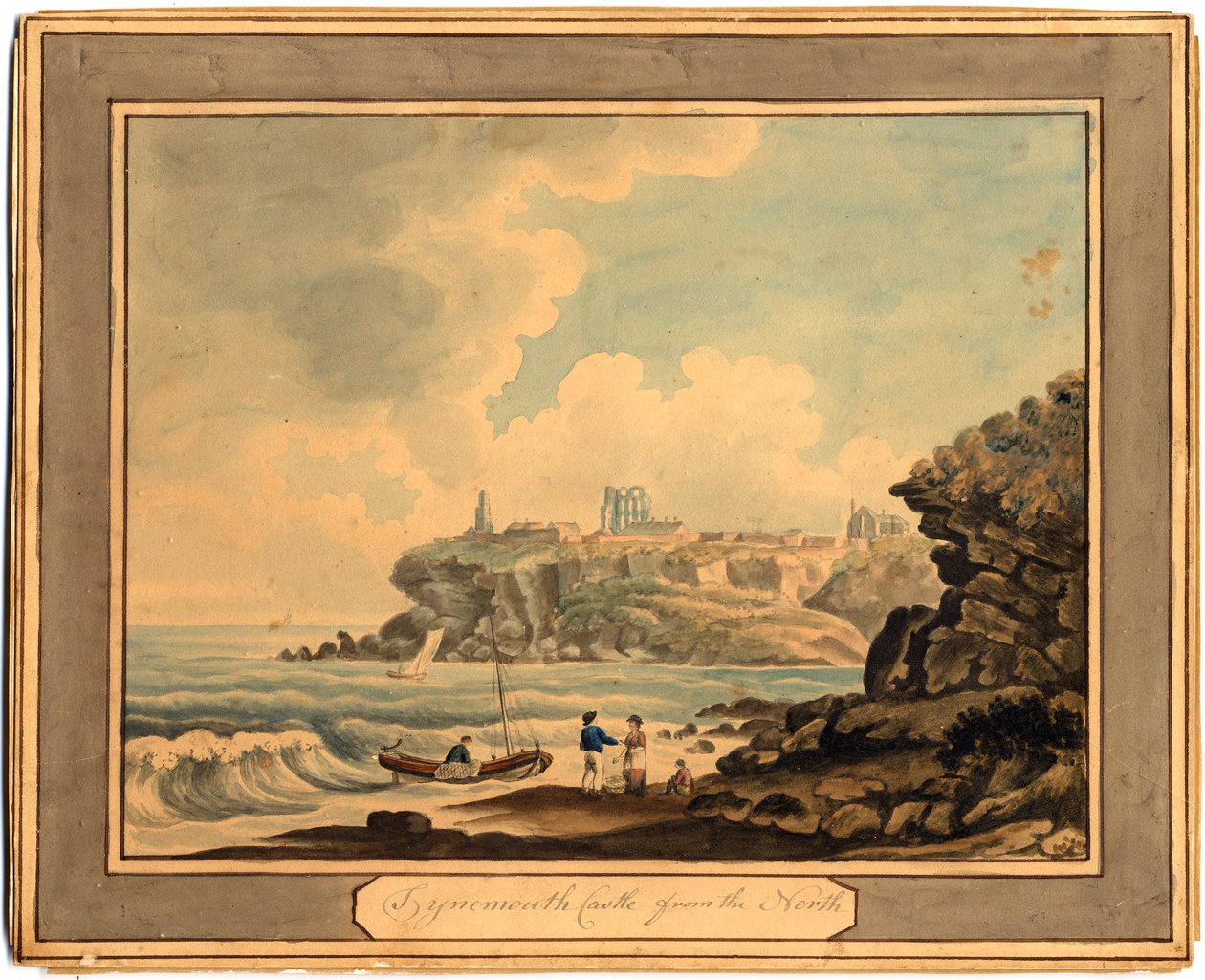 Kuzeyden Tynemouth Kalesi, 19. yüzyılın başlarında (suluboya) by Edward (after) Dayes
