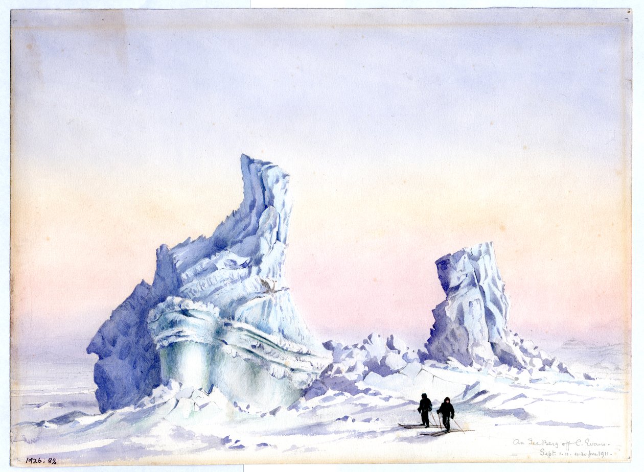 Cape Evans açıklarında bir Buzdağı, 1-11 Eylül 1911 (kağıt üzerinde wc) by Edward Adrian Wilson