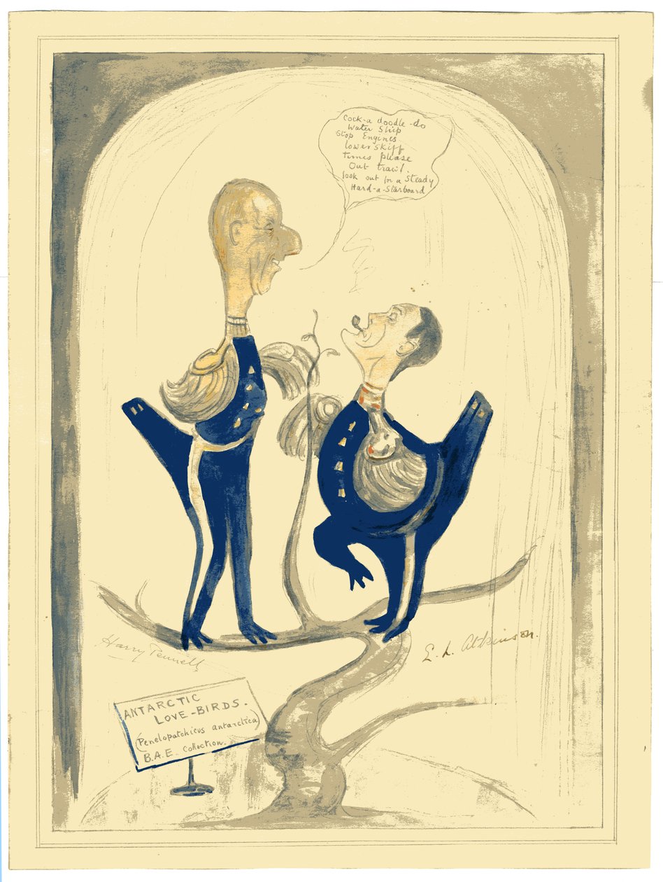 Harry Pennell ve Dr. E.L.A. Atkinson, 1910-12 (kağıt üzerinde tuvalet ve kalem) by Edward Adrian Wilson