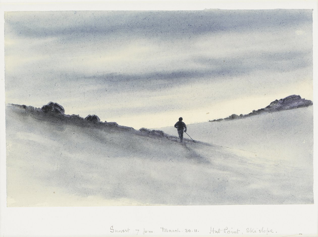 Gün batımı, 19:00, Mart 30.11, Kulübe Noktası, Kayak Pisti, 1911 by Edward Adrian Wilson