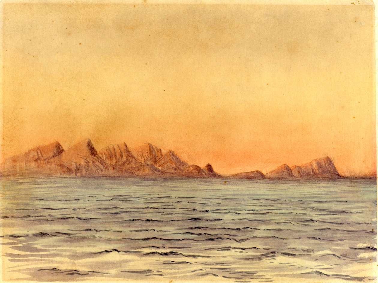 Sunset, Simons Bay, Güney Afrika (kağıt üzerinde wc) by Edward Adrian Wilson
