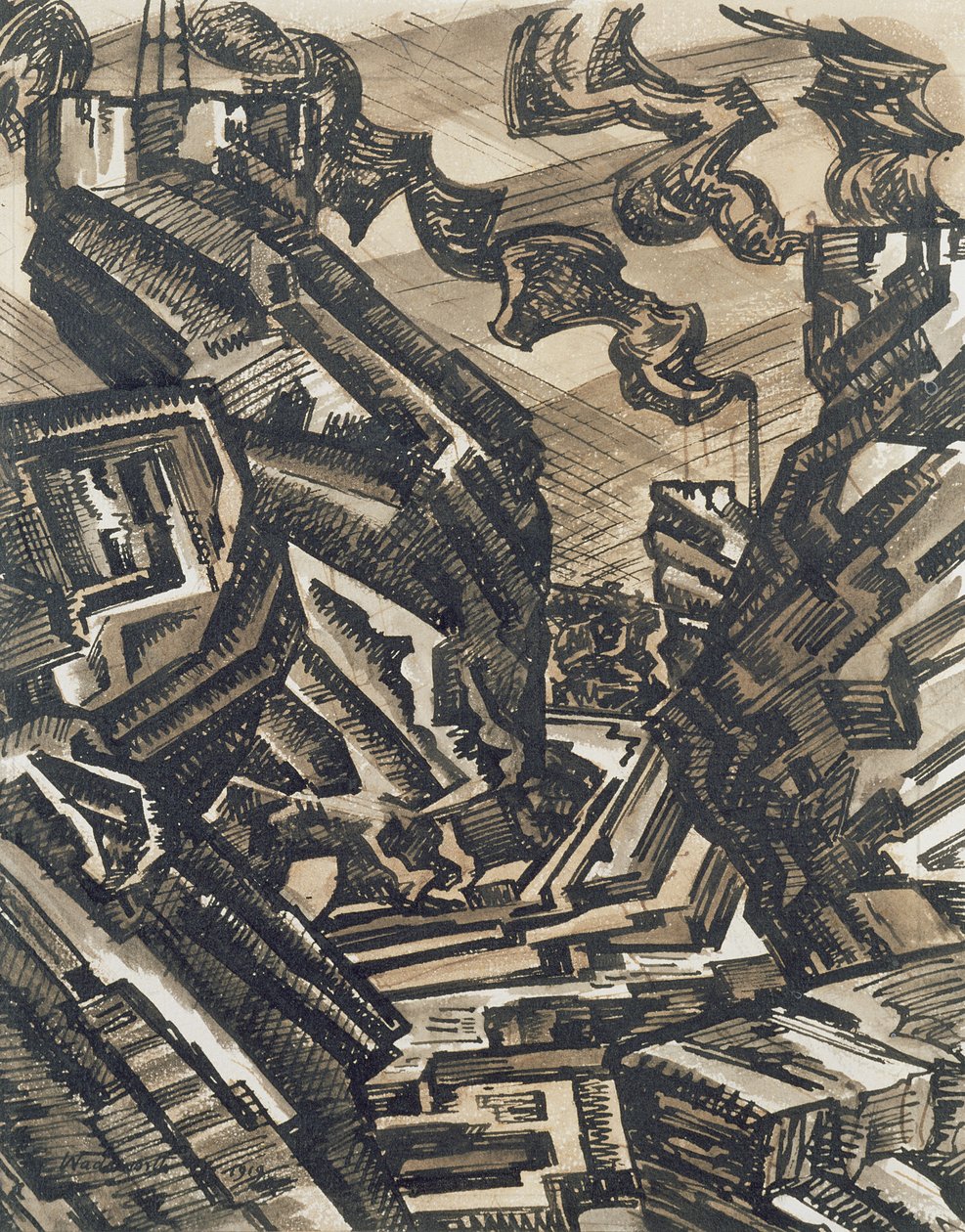 Kara Ülke Çizimi: Çelik İşleri by Edward Alexander Wadsworth