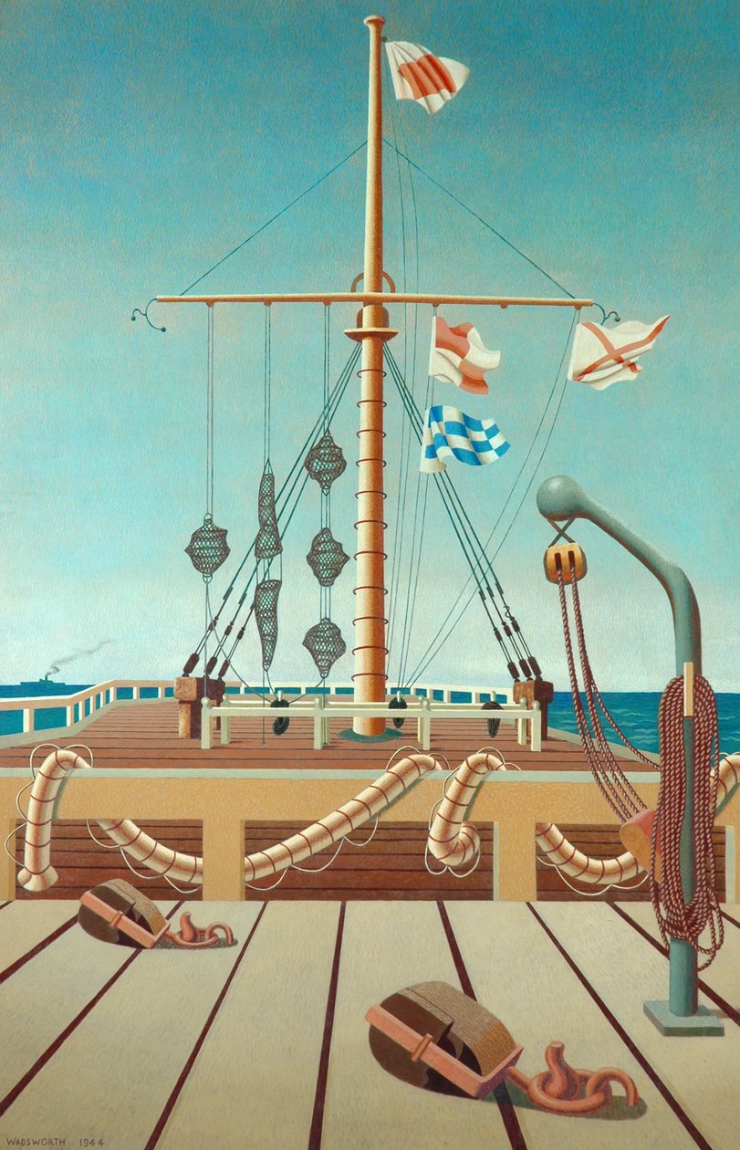 Sinyal İstasyonu (İskele) (ahşap panel üzerinde sıcaklık) by Edward Alexander Wadsworth