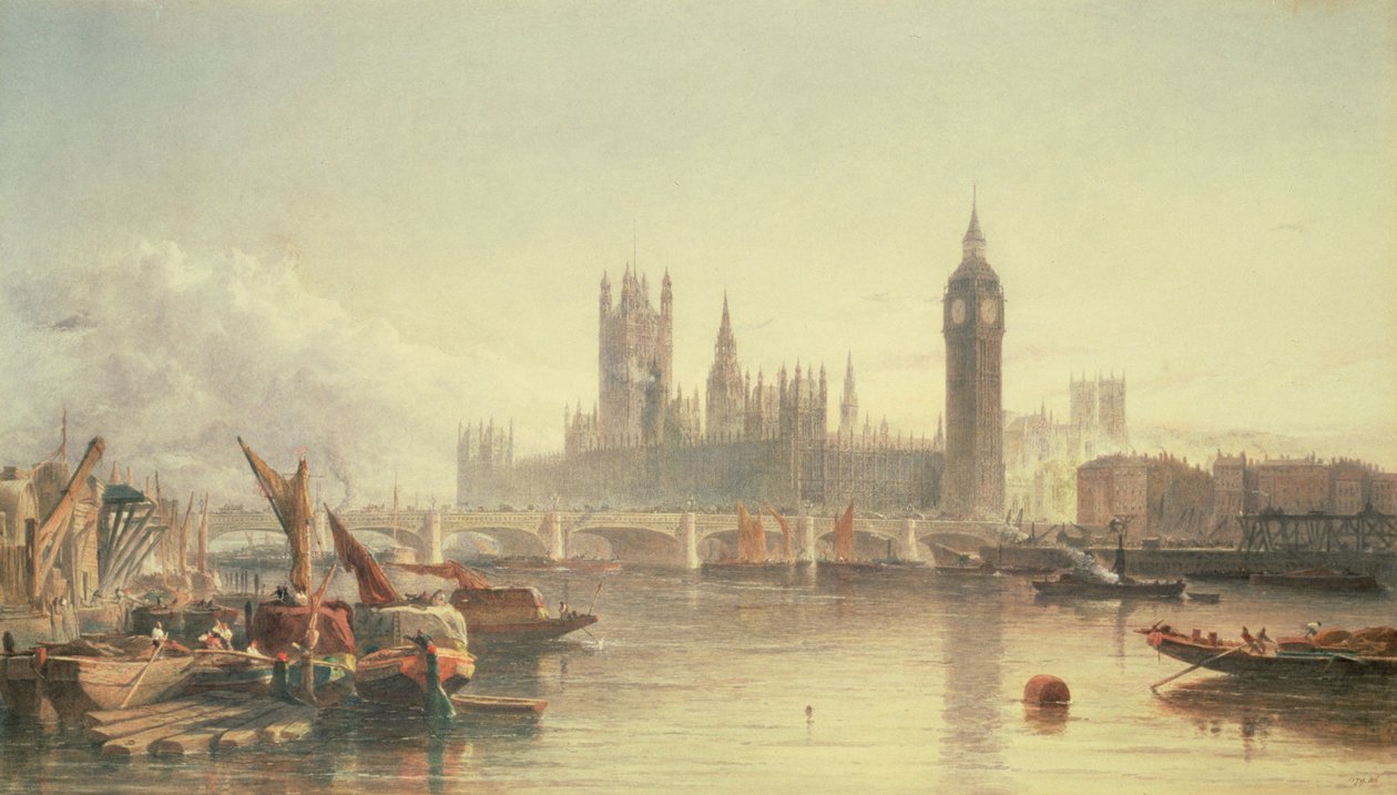 Parlamento Binaları ve Westminster Köprüsü by Edward Angelo Goodall