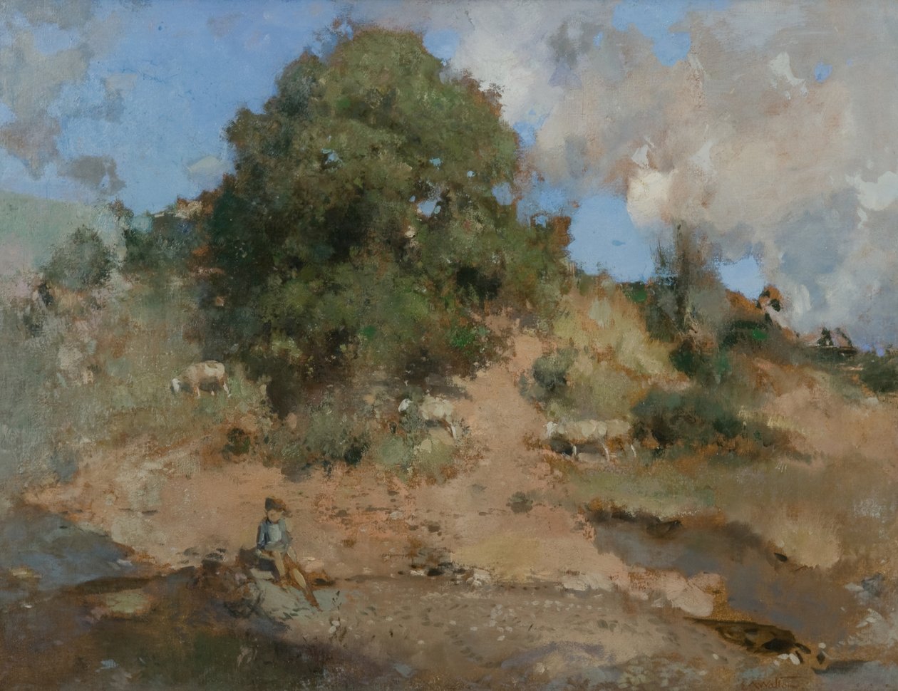 Hawthorn Bank, c.1910 (tuval üzerine yağlı boya) by Edward Arthur Walton