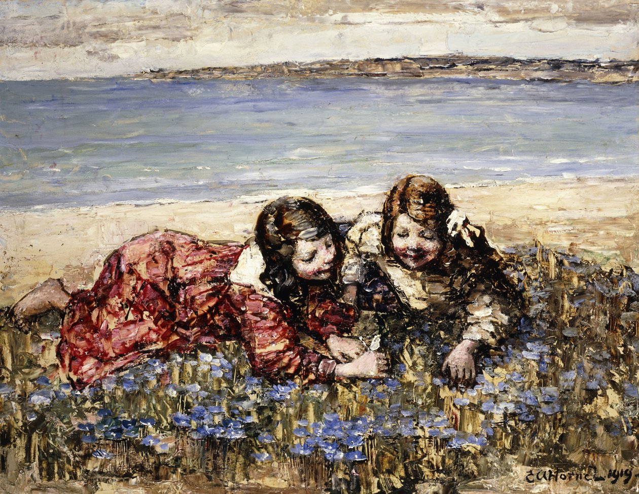 Deniz Kıyısında Çiçek Toplama by Edward Atkinson Hornel