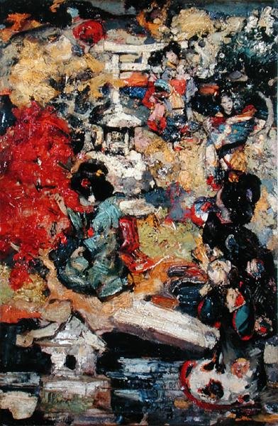 Bahçedeki Japon Figürleri by Edward Atkinson Hornel