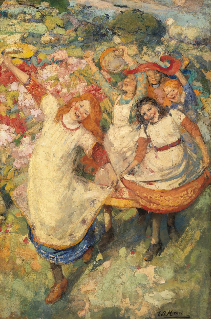 Baharın Dansı (tuval üzerine yağlıboya) by Edward Atkinson Hornel