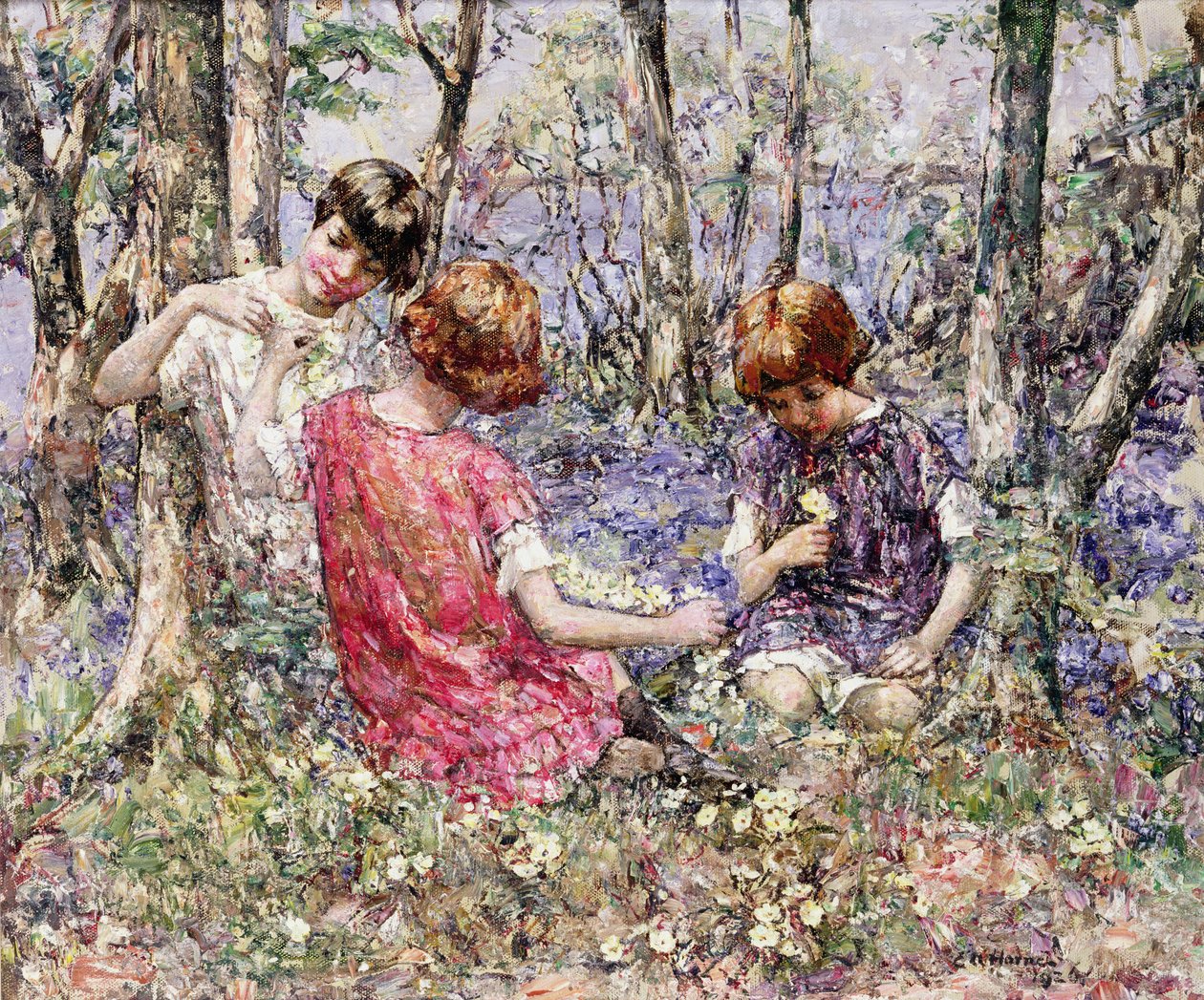 Primrose Zinciri (tuval üzerine yağlı boya) by Edward Atkinson Hornel