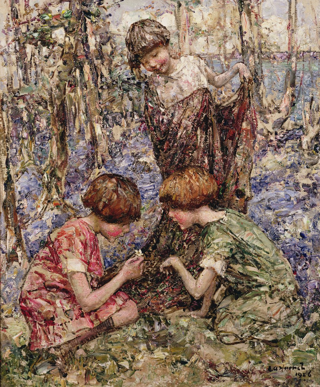 Primrose Toplayıcılar (tuval üzerine yağlı boya) by Edward Atkinson Hornel