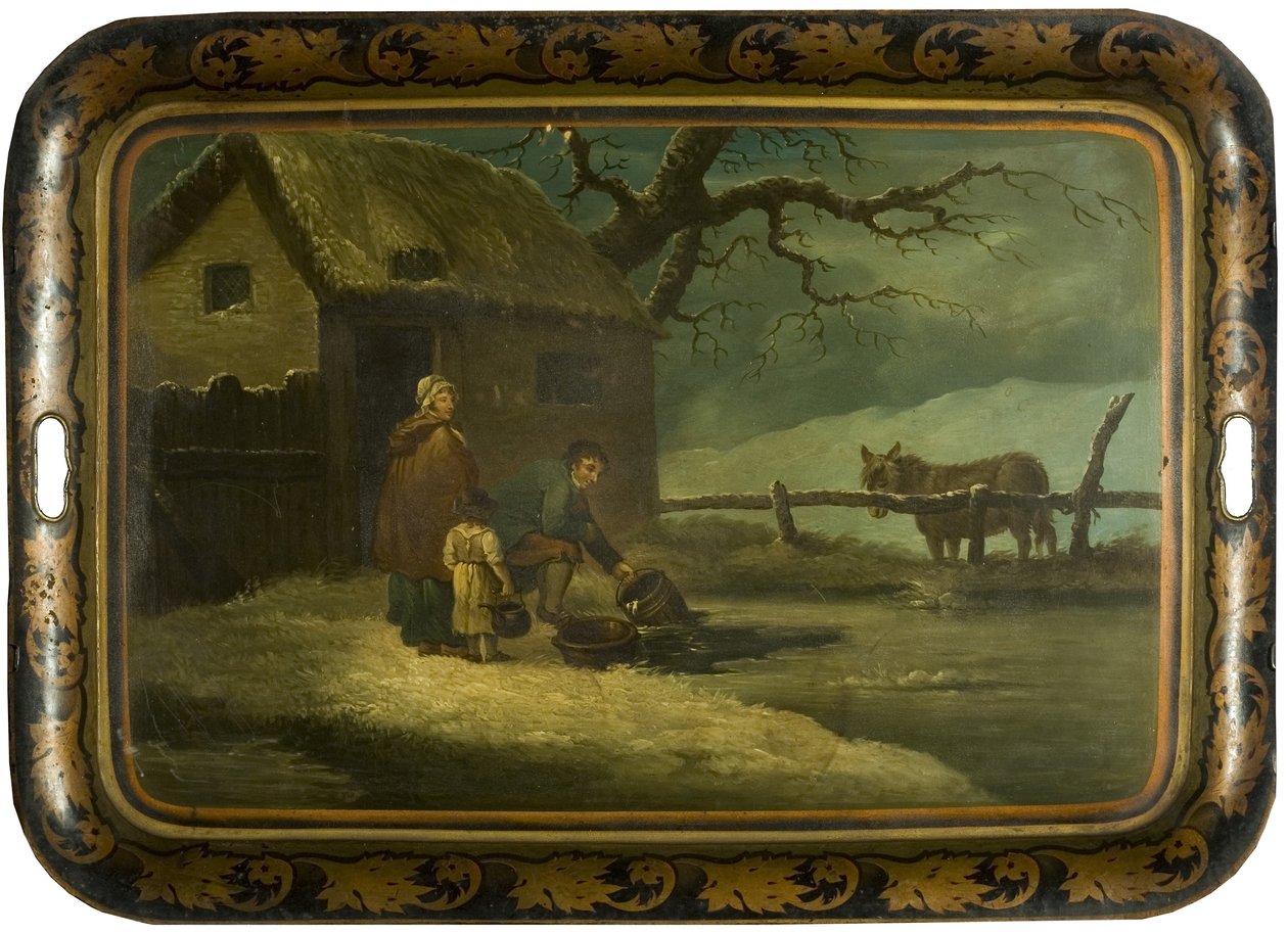 Breaking the Ice, 1800 dolayları (japonlanmış teneke çay tepsisinde yağ) by Edward Bird