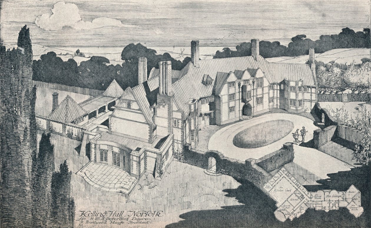 Kelling Salonu, Norfolk. E Brantwood Maufe, A.R.I.B.A., Mimar