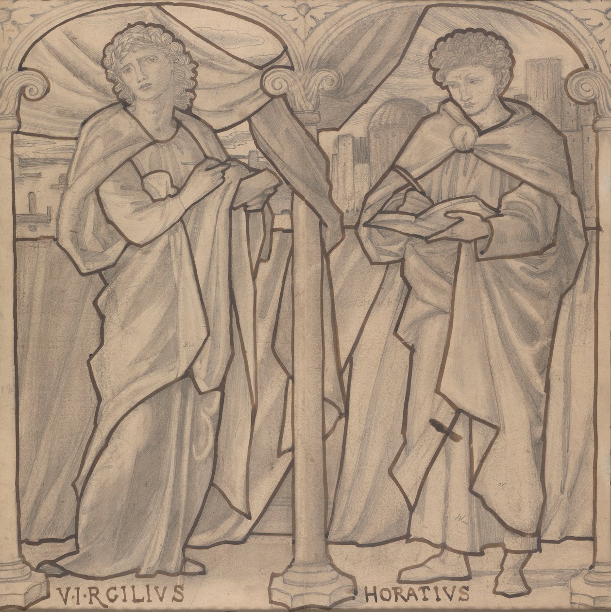 Vitray Pencere için Hazırlık Tasarımı, Virgil ve Horace by Edward Burne Jones