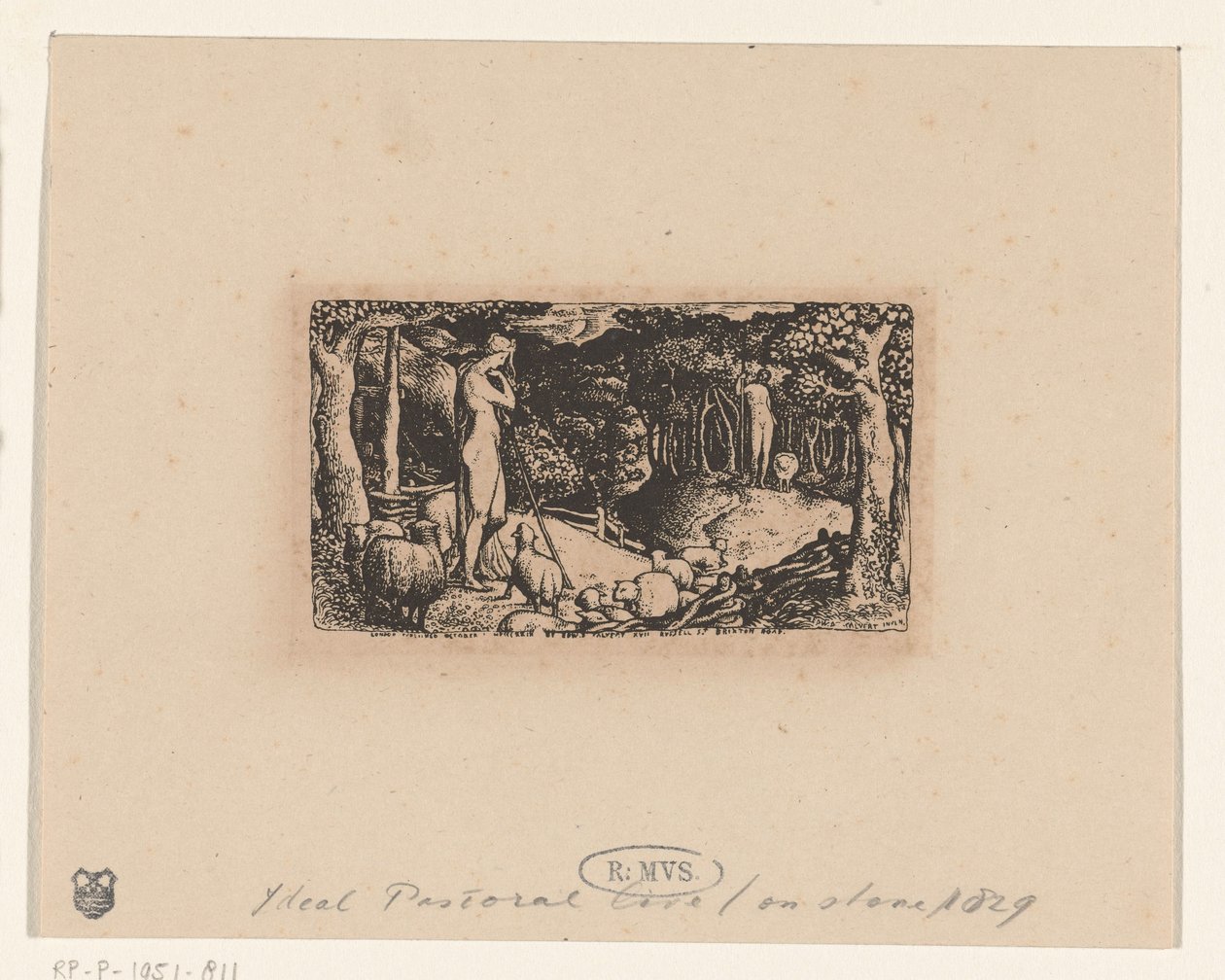 kırsal yaşam İdeal pastoral yaşam by Edward Calvert (signed by artist)
