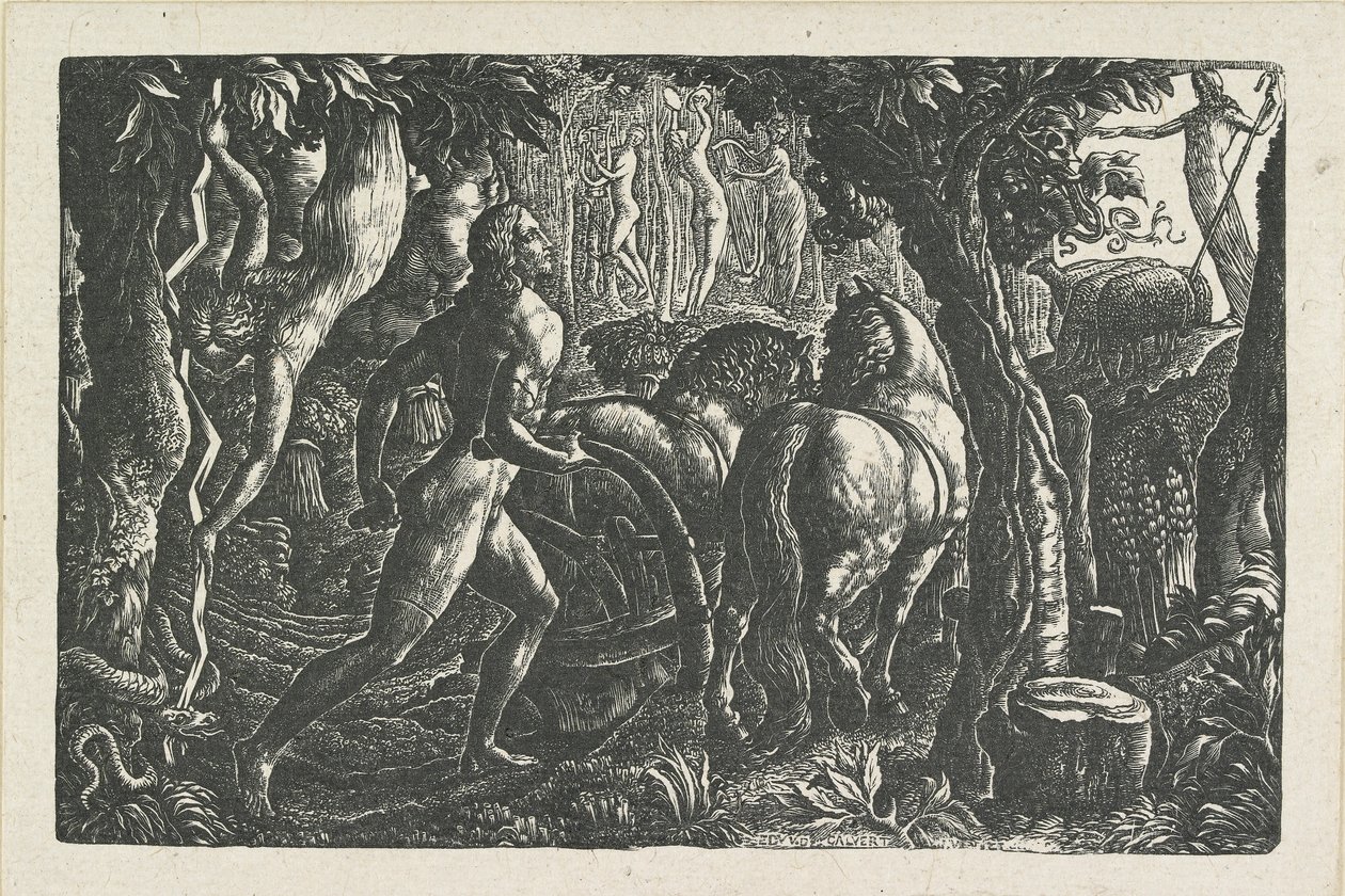 Ploughman: Christian Plowing hayatın son izini, 1827 by Edward Calvert