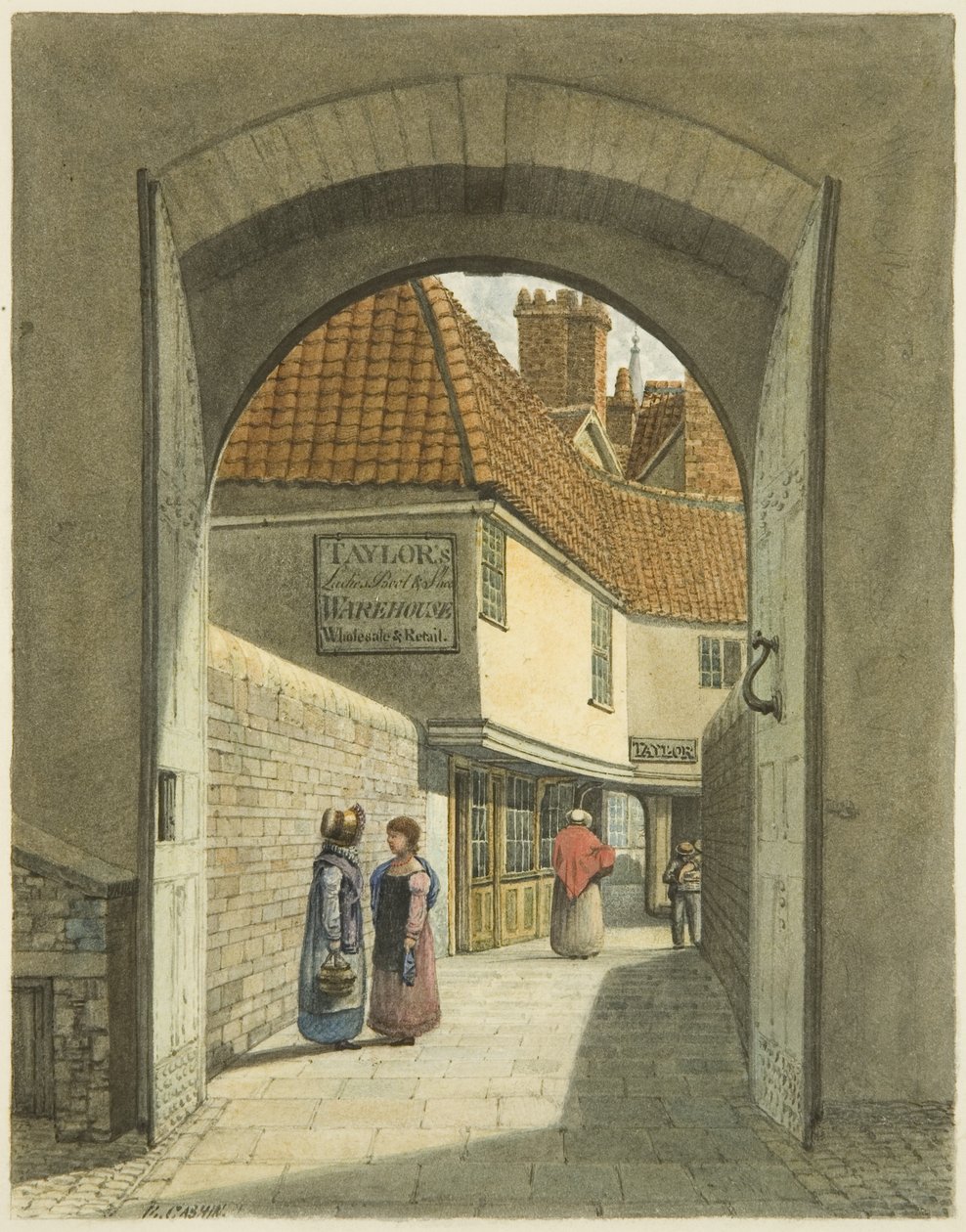Bridewell Köprüsü ve Kapıları (kağıt üzerine kurşun kalem ve sulu boya) by Edward Cashin