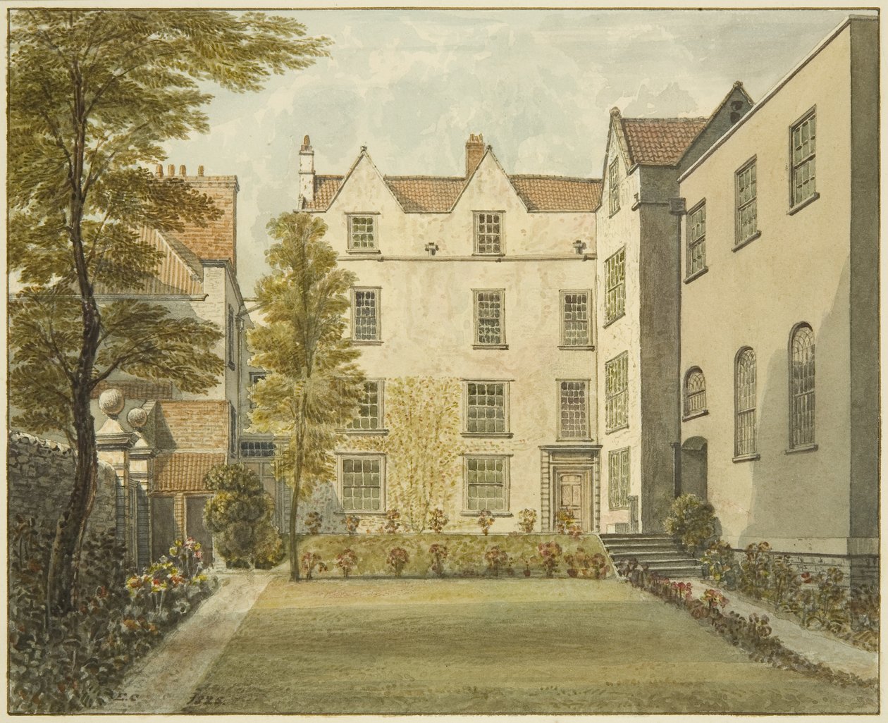 Hapishanenin Bahçe Önü, Magdalen Lane (kağıt üzerine kurşun kalem ve sulu boya) by Edward Cashin