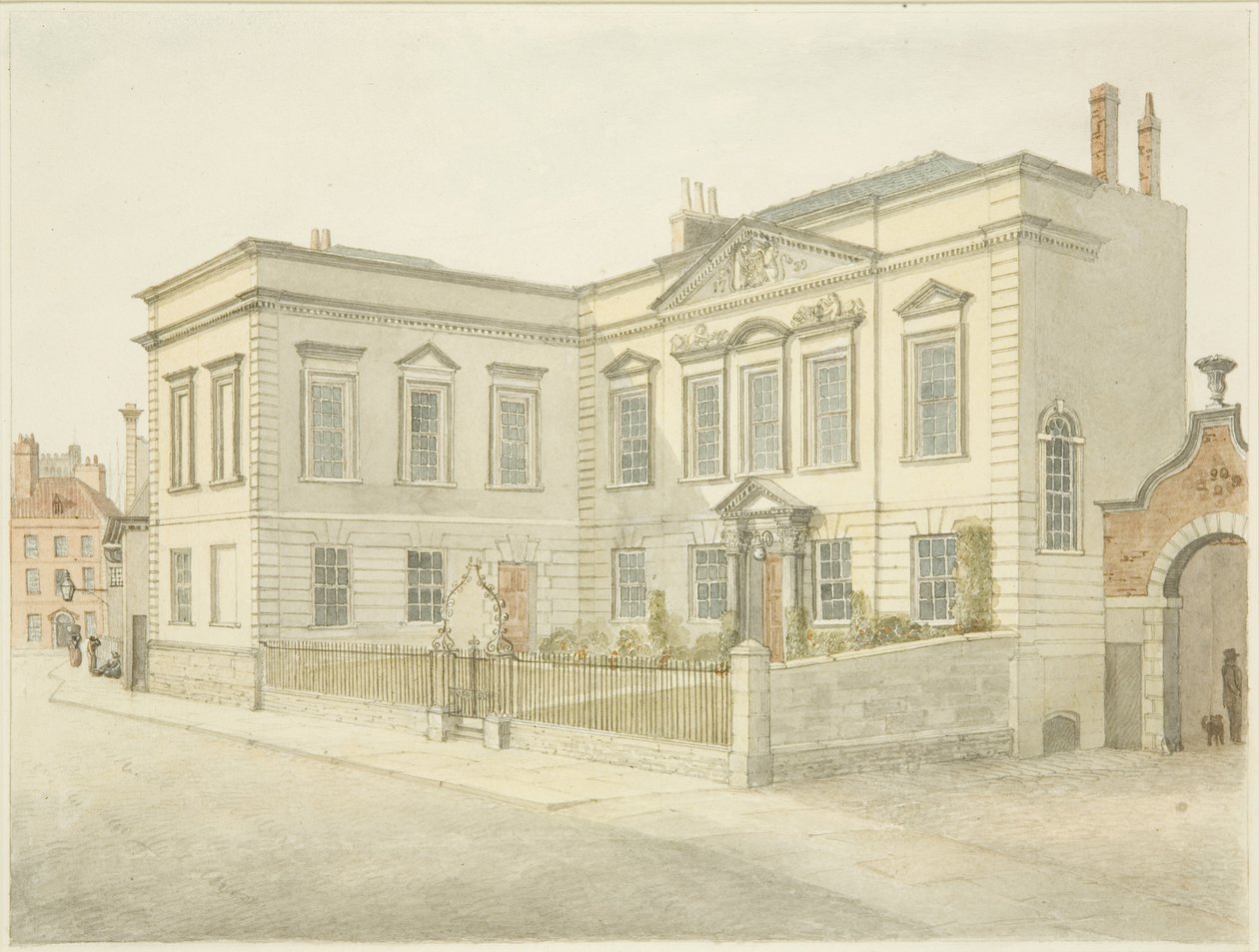 Bristol Şehir Kütüphanesi, King Street (kağıt üzerine kurşun kalem ve sulu boya) by Edward Cashin