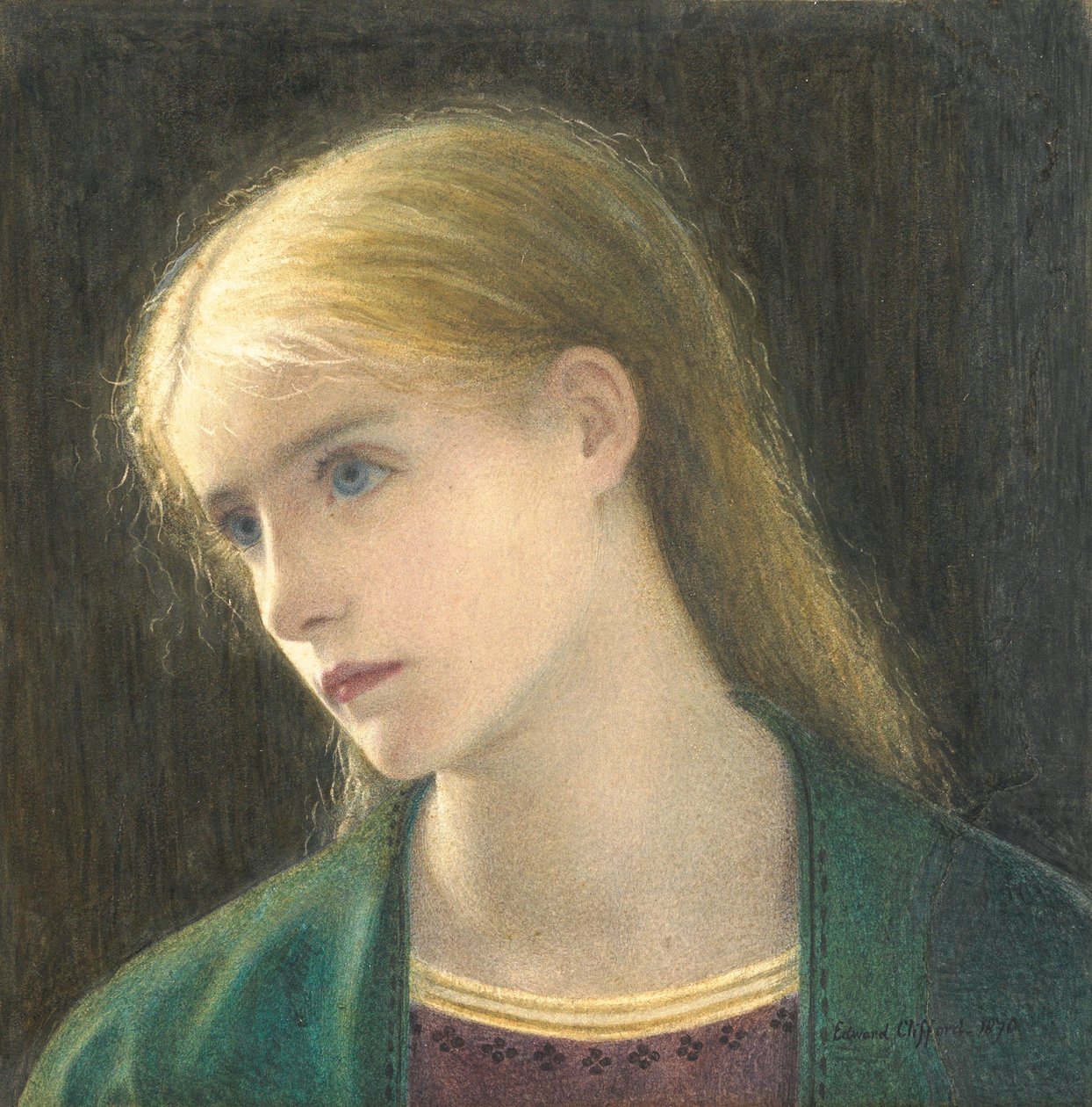 Evelyn Hope, 1870 (kazıma ile wc) by Edward Clifford