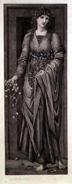 Flora, Eugene Gaujean (1850-1900) pub tarafından oyulmuş. Thomas Agnew & Sons tarafından by Edward Coley (after) Burne Jones