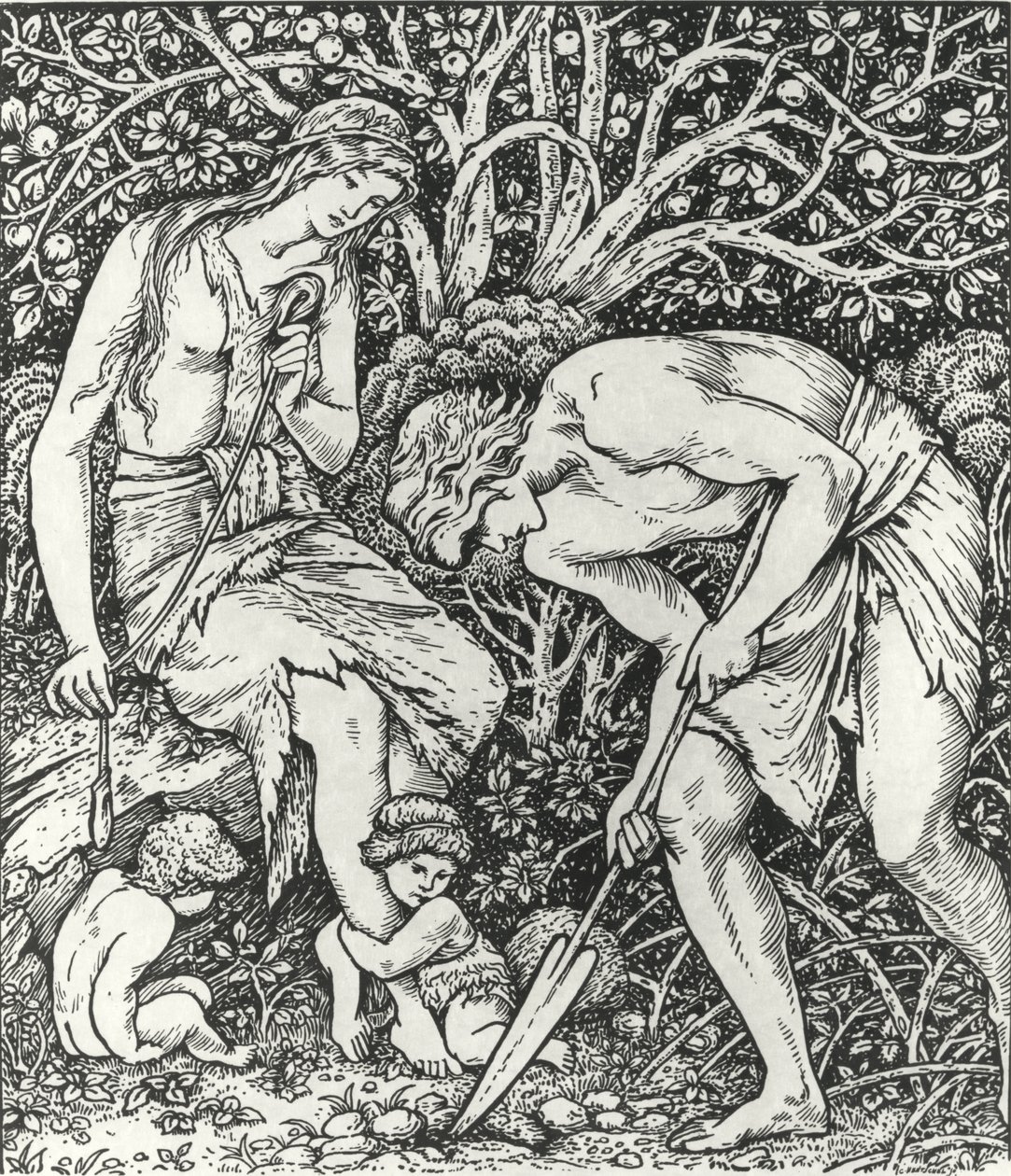 Adem ve Havva (Emek: Adem Deldi ve Havva Yayıldığında, O Zaman Beyefendi Kimdi?) by Edward Coley (after) Burne Jones