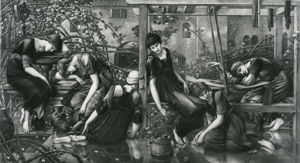 Briar Rose Serisinden Bahçe Mahkemesi by Edward Coley (after) Burne Jones