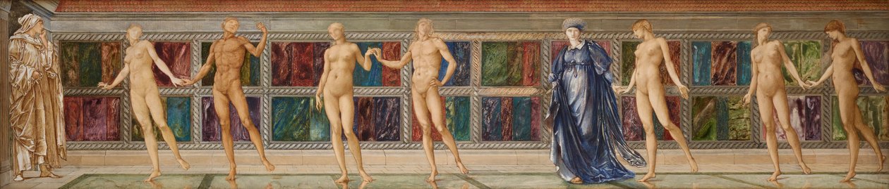 Tembellik Bahçesindeki Hacı - Dokuz Figür Çalışması, 1874 dolayları (suluboya) by Edward Coley (studio of) Burne Jones