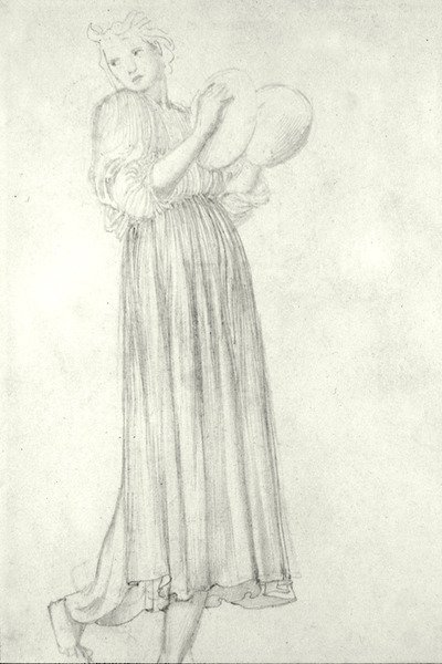 Zilli Kız (kağıt üzerine kurşun kalem) by Edward Coley Burne Jones
