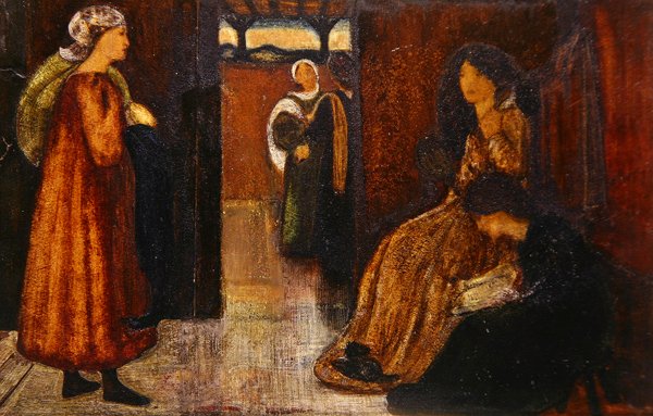 Figürlü iç mekan (kağıt üzerine sulu boya) by Edward Coley Burne Jones